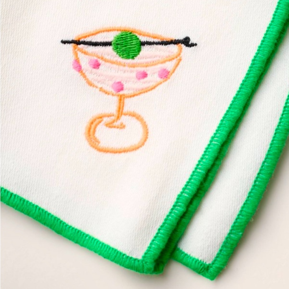 Kate Spade New York set of 4 Embroidered Cocktail Napkins Handkerchiefs NWT - Picture 4 of 4